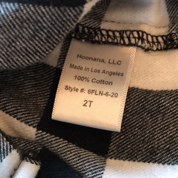 Hoonana 2T Black and White Flannel - Picture 4 of 8